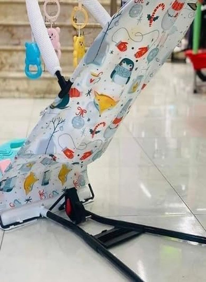 Grofly Multi-Functional Baby Bouncer| Baby Play Gym & Fitness Rack with Hanging Rattles & Musical Keyboard Piano Chair Playing Sleeping Rocking Chair Cradle Kids Bassinet Chair - Image 4